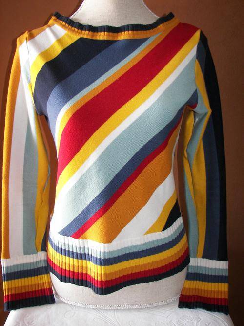 VINTAGE COTTON KNIT STRIPED JERSEY SIZE 32(E COUTURE)