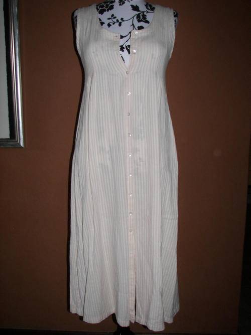 SALE!!VINTAGE STRIPE COTTON LINEN DRESS/LONG GILET SIZE 32/34