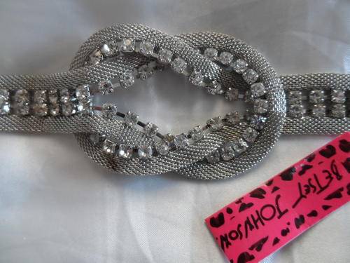 Silver tone mesh type diamante clip bracelet Betsy Johnson