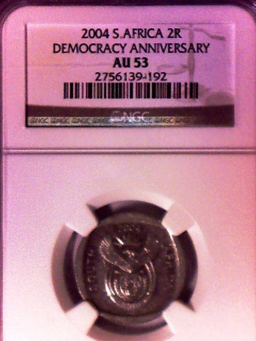 2004 R2 10 Years of Freedom - Democracy Anniversary - Graded AU53 by NGC !!! - Flag in Front