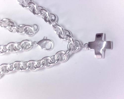 Sterling Silver 925 Necklace Rolo Chain 9mm x 400mm and Pendant 58g - Price reduced to below cost!!!