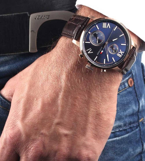 TOMMY HILFIGER Alden Brown Leather Band Watch 1791308