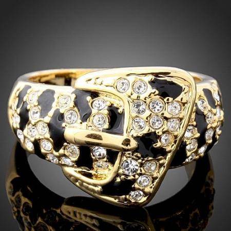 Enamel Spot Swarovski Crystal Gold GP Belt Ring