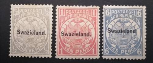 15) Zuid Afrikaansche Republiek ,unissued . O/P Swazieland MLH , 6 pence full stop missing .V Rare