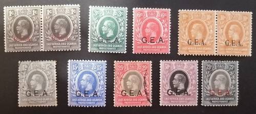 48)  East  African and Ugandan  GEA George V  Overprinted `GEA` USH