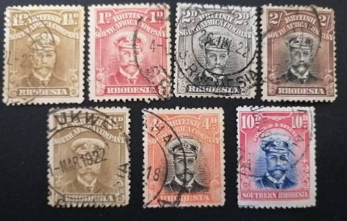 59) Rhodesia BSAC  1913 KGV Admiral , used and hinged
