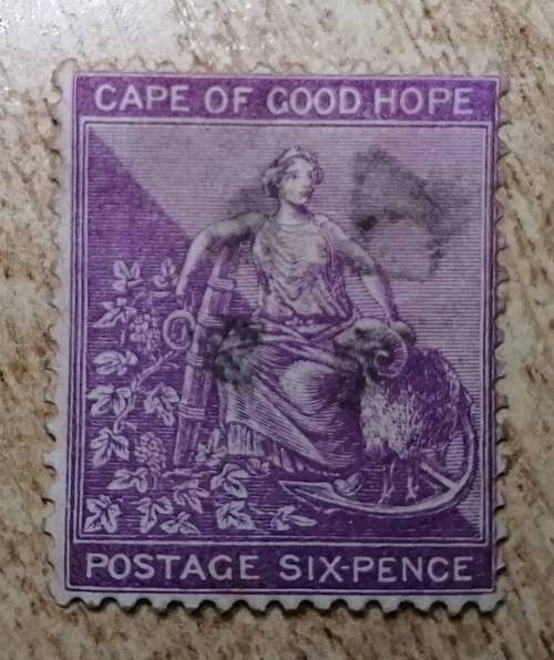 13) Cape of Good Hope 1864 -Deep lilac fine print ,LH. SG25a . LH