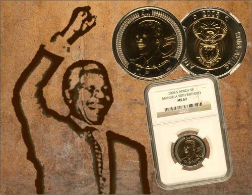 !!!R1.00 start!!! High NGC Graded MS67 Mandela 90th Birthday 2008 R5