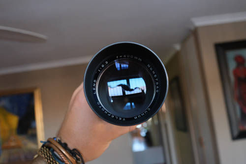 Two lenses and two lens adapters - Sakar 135mm f3.5, Cunor 400mm f6.3 lens, Yashica adapters