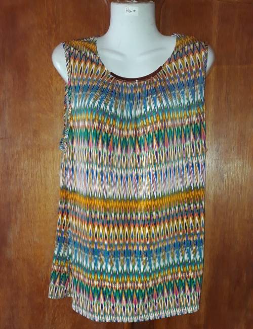 LADIES: MULTI COLOUR TOP - MAKE: CONTEMPO  - SIZE: 16