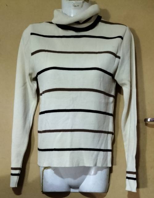 Ladies - Beige & Brown Polar Neck Jersey - Make - Dalton - Size - L
