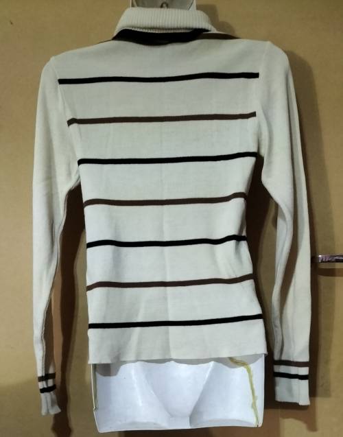 Ladies - Beige & Brown Polar Neck Jersey - Make - Dalton - Size - L