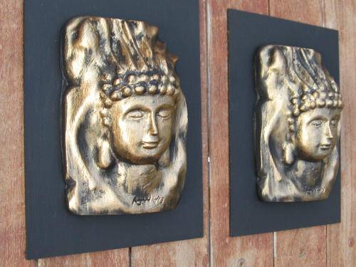LATE ENTRY 2 x BUDDHA FACES MOUNTED FREE POSTAGE
