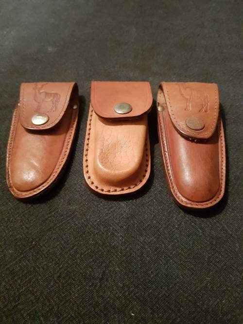 3 X POCKET KNIFE LEATHER HOLDERS