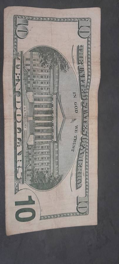 1999 TEN Dollar Bill $10 S/N BG 25752762B, 25 YEARS OLD