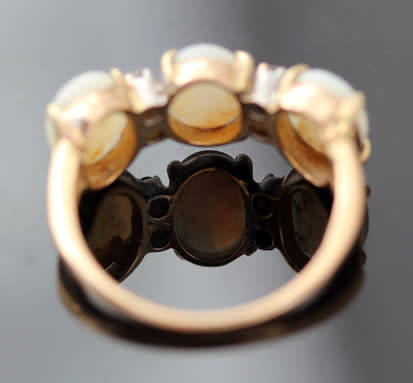 VINTAGE NATURAL OPAL 9CT YELLOW GOLD RING DIAMOND ACCENTS *JEWELLER CERTIFIED R13'000