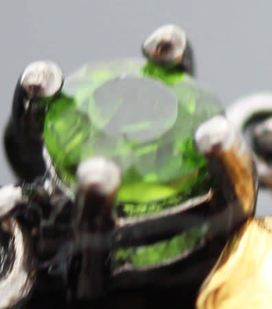 STERLING SILVER BRACELET WITH NATURAL CHROME DIOPSIDE & PINK TOURMALINE GEMSTONES