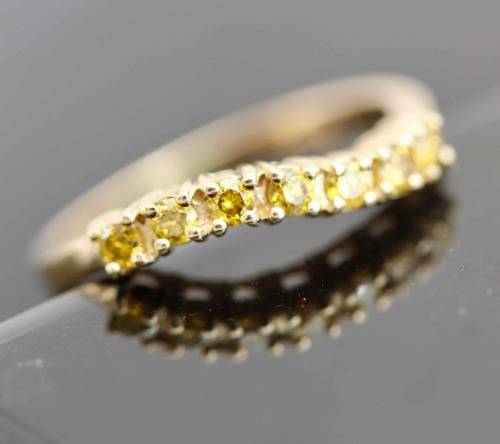 VINTAGE GOLDEN-YELLOW DIAMOND HALF ETERNITY 9CT YELLOW GOLD RING 375 *JEWELLER CERTIFIED AT R14'500