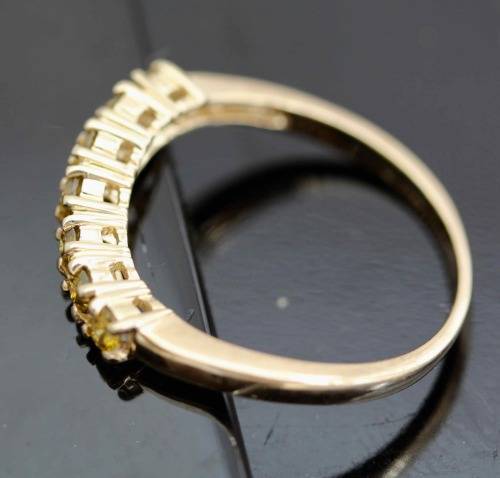 VINTAGE GOLDEN-YELLOW DIAMOND HALF ETERNITY 9CT YELLOW GOLD RING 375 *JEWELLER CERTIFIED AT R14'500