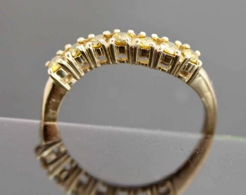 VINTAGE GOLDEN-YELLOW DIAMOND HALF ETERNITY 9CT YELLOW GOLD RING 375 *JEWELLER CERTIFIED AT R14'500