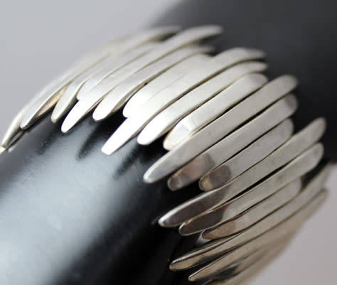 HANDCRAFTED LARGE, HEAVY 97 grams! UNUSUAL ORGANIC VINTAGE STERLING SILVER BRACELET VERY COLLECTIBLE