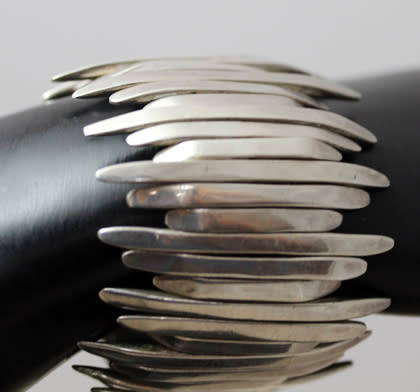 HANDCRAFTED LARGE, HEAVY 97 grams! UNUSUAL ORGANIC VINTAGE STERLING SILVER BRACELET VERY COLLECTIBLE