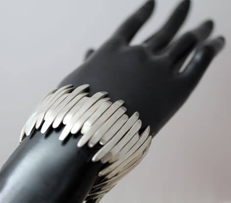 HANDCRAFTED LARGE, HEAVY 97 grams! UNUSUAL ORGANIC VINTAGE STERLING SILVER BRACELET VERY COLLECTIBLE