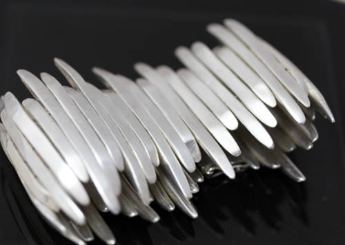 HANDCRAFTED LARGE, HEAVY 97 grams! UNUSUAL ORGANIC VINTAGE STERLING SILVER BRACELET VERY COLLECTIBLE