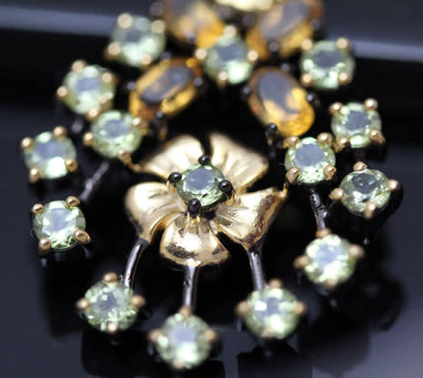 DRAMATIC LARGE CITRINE and PERIDOT CHOCOLATE & GOLD HUED STERLING SILVER EARRINGS