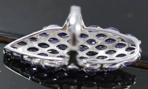 LARGE REAL AMETHYST GEMSTONE STERLING SILVER RING INTENSE DEEP COLOUR. SERIOUSLY LONG! 50 mm  11,27g