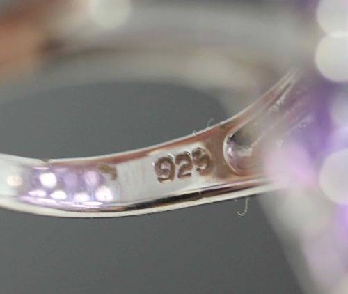 LARGE REAL AMETHYST GEMSTONE STERLING SILVER RING INTENSE DEEP COLOUR. SERIOUSLY LONG! 50 mm  11,27g