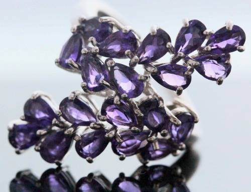 DEEP PURPLE AMETHYST GEMSTONE STERLING SILVER RING. URUGUAY MINED