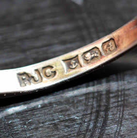 CITRINE STERLING SILVER RING. 925. INTERESTING BRITISH VINTAGE HALLMARKS! DEEP YELLOW COLOUR