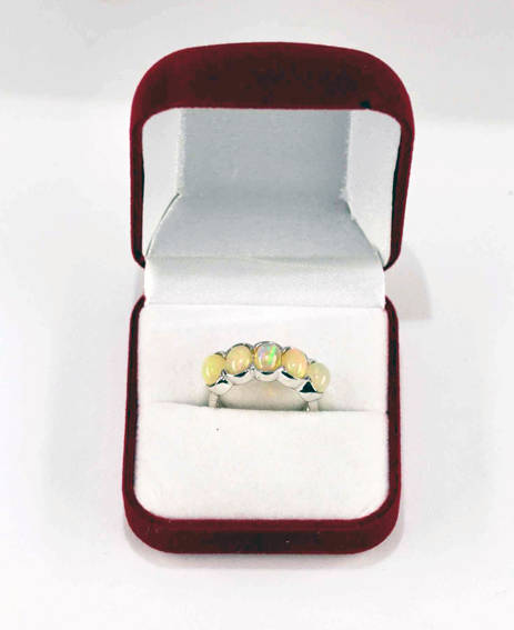 CONTEMPORARY FULL FLASH UN HEATED NATURAL FIRE OPAL STERLING SILVER RING. 925