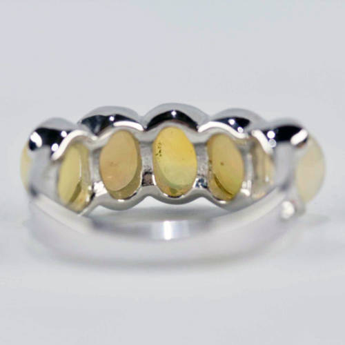 CONTEMPORARY FULL FLASH UN HEATED NATURAL FIRE OPAL STERLING SILVER RING. 925