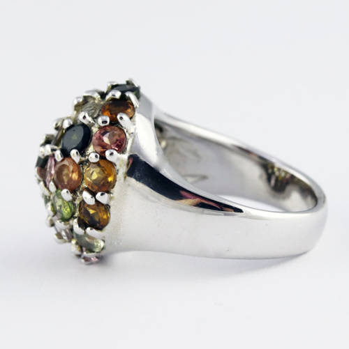 EYE-CATCHING HEAVY NATURAL TOURMALINE GEMSTONE SOLID STERLING SILVER RING. 925. BIG AND BOLD!