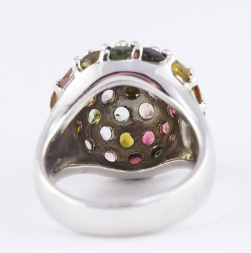 EYE-CATCHING HEAVY NATURAL TOURMALINE GEMSTONE SOLID STERLING SILVER RING. 925. BIG AND BOLD!