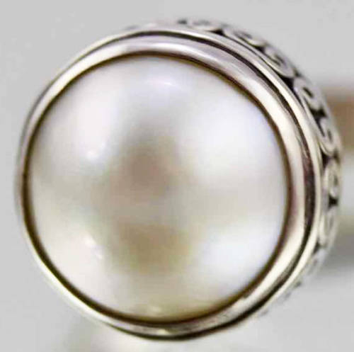UNUSUAL HANDCRAFTED RUBY AND NATURAL PEARL SOLID STERLING SILVER RING