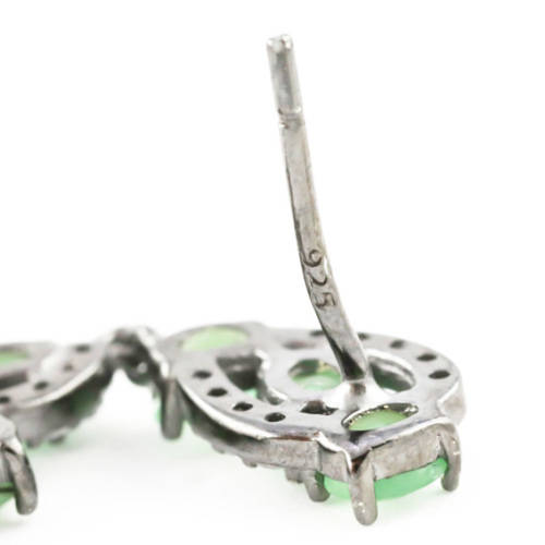 GORGEOUS NATURAL EMERALD GEMSTONE SOLID STERLING SILVER DROP and DANGLE EARRINGS. 925