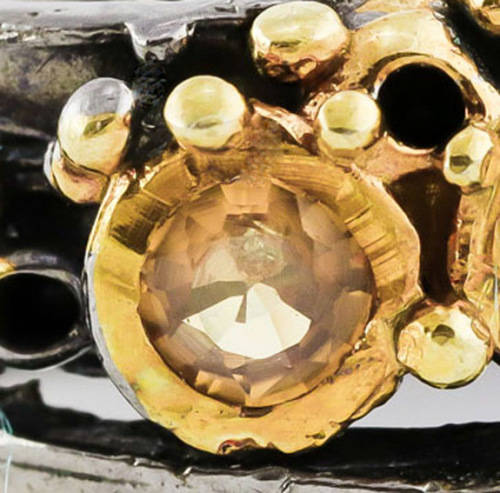 REAL SONGEA SAPPHIRES/ STRIKING HANDCRAFTED ORGANIC DESIGN RING GUNMETAL-HUED STERLING SILVER