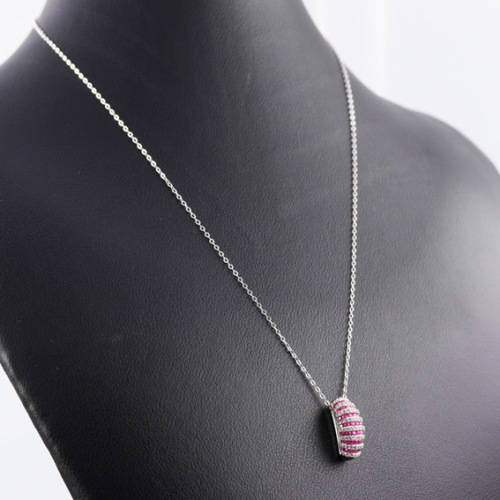 ELEGANT RUBY AND WHITE TOPAZ STERLING SILVER NECKLACE (44 CM ITALIAN 925 CHAIN). NATURAL GEMSTONES
