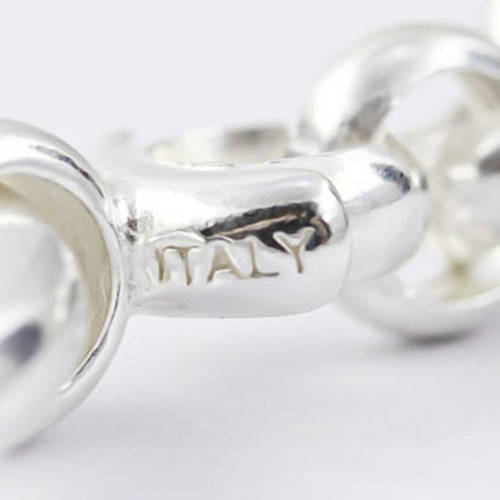 CLASSIC BELCHER (ROLO) LINK CHAIN ITALIAN STERLING SILVER BRACELET. 925. ITALY