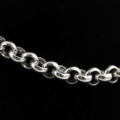 CLASSIC BELCHER (ROLO) LINK CHAIN ITALIAN STERLING SILVER BRACELET. 925. ITALY