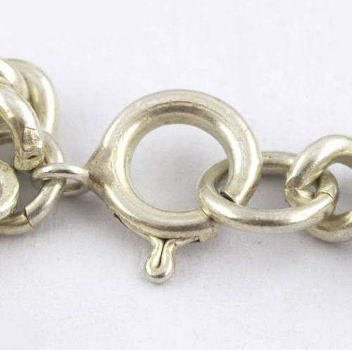 HEAVY VINTAGE HANDCRAFTED SOLID STERLING SILVER CHARM BRACELET WITH 7 CHARMS