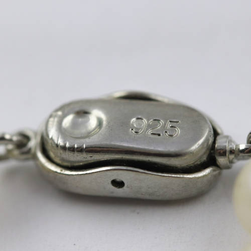 doubleW EXQUISITE HAND-KNOTTED NATURAL PEARL 82cm NECKLACE. HANDCRAFTED STERLING SILVER BEAD DETAIL