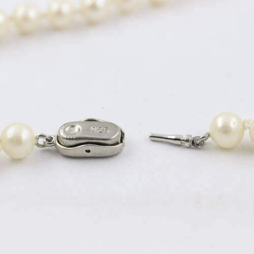 doubleW EXQUISITE HAND-KNOTTED NATURAL PEARL 82cm NECKLACE. HANDCRAFTED STERLING SILVER BEAD DETAIL