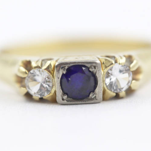 VINTAGE SAPPHIRE AND TOPAZ 14CT YELLOW GOLD RING. 585. * JEWELLER`S EVALUATION R15`000 *