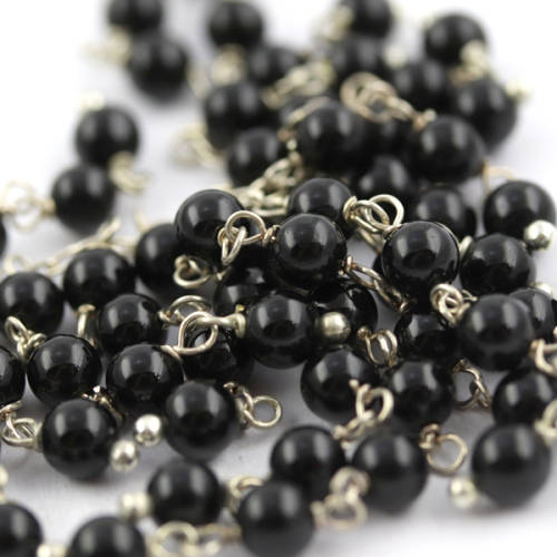 UNUSUAL STERLING SILVER FRINGE NECKLACE WITH A CASCADE OF 4MM ROUND BLACK SPINEL GEMSTONES. 925