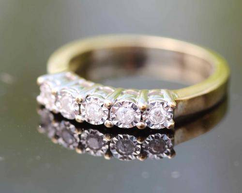 VINTAGE ENGAGEMENT / ETERNITY DIAMOND RING IN YELLOW GOLD RING FROM ENGLAND!