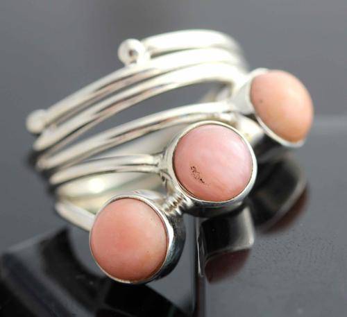 PINK OPAL RING. STERLING SILVER. HANDCRAFTED UNUSUAL DESIGN!